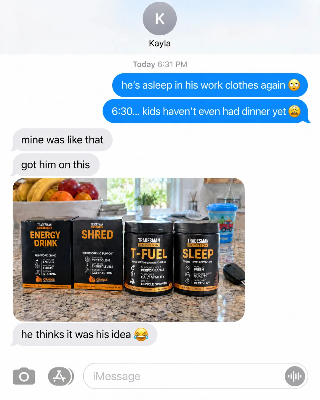 Tradesman Nutrition spec ad: Wife chat