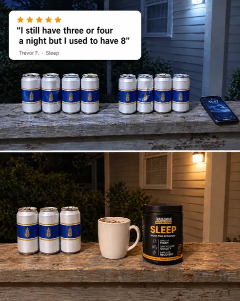 Tradesman Nutrition spec ad: Eight beers